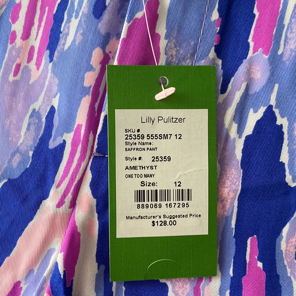 Lilly Pulitzer: SAFFRON PRINTED PANT IN AMETHYST ONE TOO MANY NWT - Picture 4 of 7